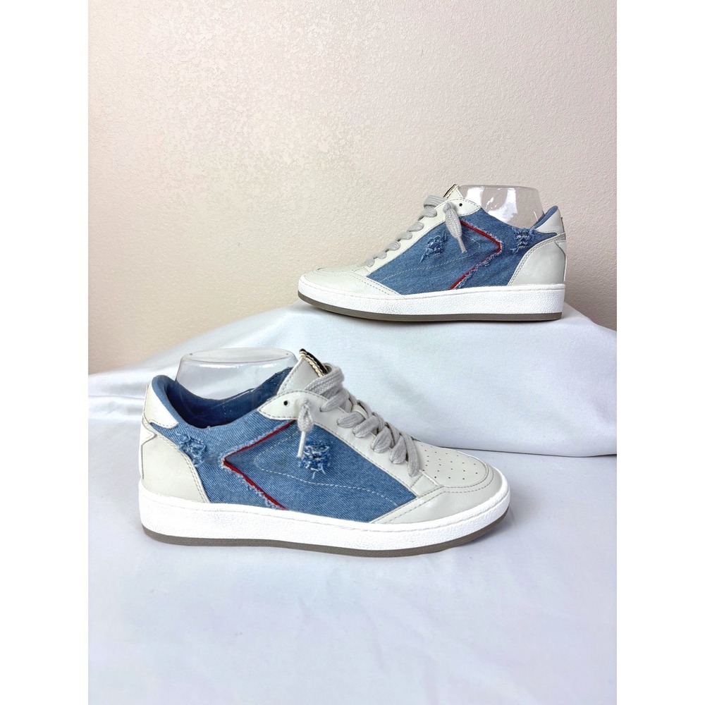 NEW ShuShop Park‎ Denim & Leather Distressed Star Lace Up Sneaker Shoes Size 6.5